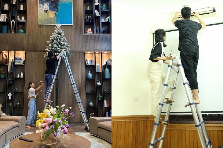 Thang nhôm rút đôi có thể sử dụng được trên nhiều địa hình và mục đích sử dụng khác nhau Thang nhôm rút đôi có thể sử dụng được trên nhiều địa hình và mục đích sử dụng khác nhau