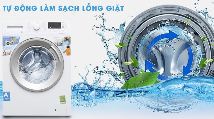 Máy giặt Toshiba có chế độ tự động vệ sinh lồng giặt giúp tiết kiệm thời gian lau dọn