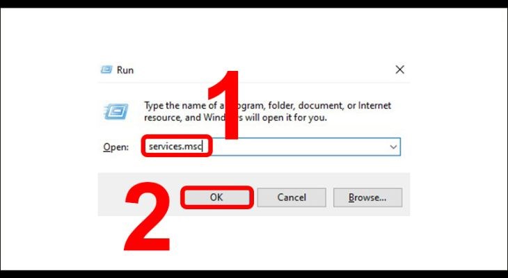 Bạn hãy bấm tổ hợp phím Ctrl + R và nhập services.msc