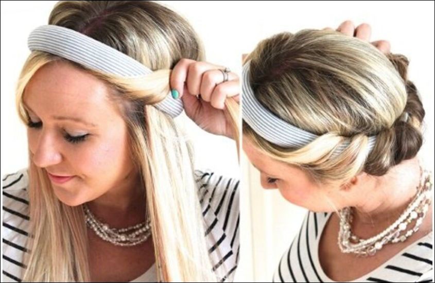 Quấn tóc vào băng đô tạo kiểu