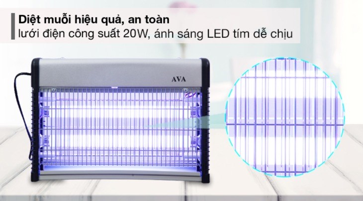 Đèn bắt muỗi AVA JB20E-2X10W có khả năng bắt muỗi hiệu quả, an toàn, đem lại sự dễ chịu cho người dùng
