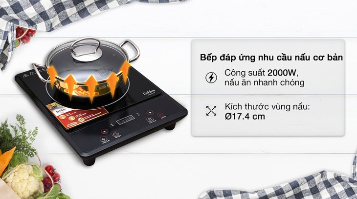 Bếp hồng ngoại Delites 853  có 1 vùng nấu nhỏ gọn, phù hợp cho căn bếp nhỏ hẹp