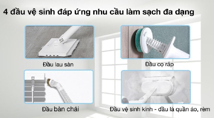 Máy vệ sinh hơi nước Deerma ZQ600 áp dụng công nghệ hơi nước nóng, giúp khử khuẩn nhanh chóng