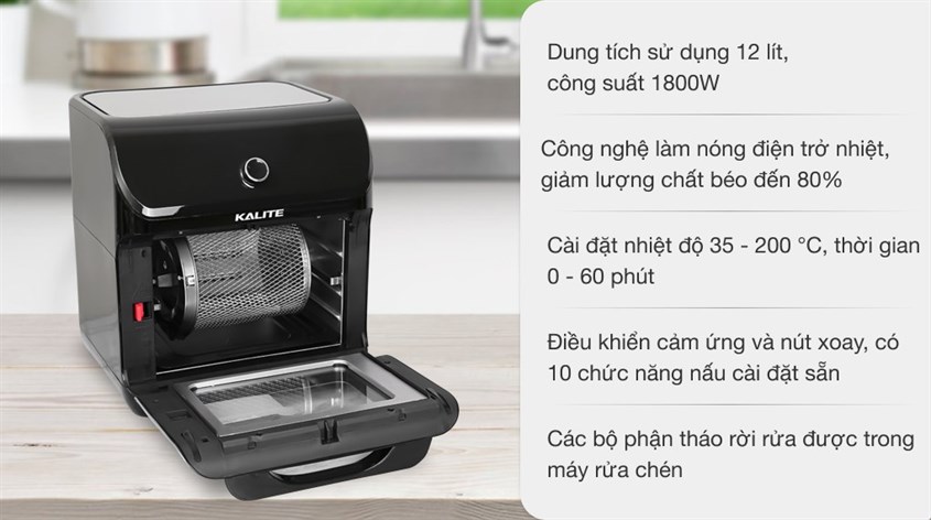 Lò chiên không dầu Kalite Q12 12 lít hiện đang được bán với giá 4.169.000 đồng (giá được cập nhật vào tháng 06/2023, có thể thay đổi theo thời gian)