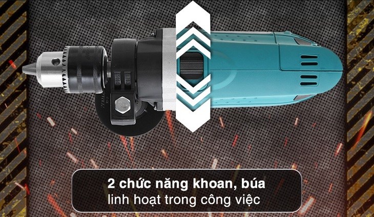 Máy khoan búa điện Makita HP1630 710W được thiết kế 2 chế độ thuận tiện cho việc sử dụng