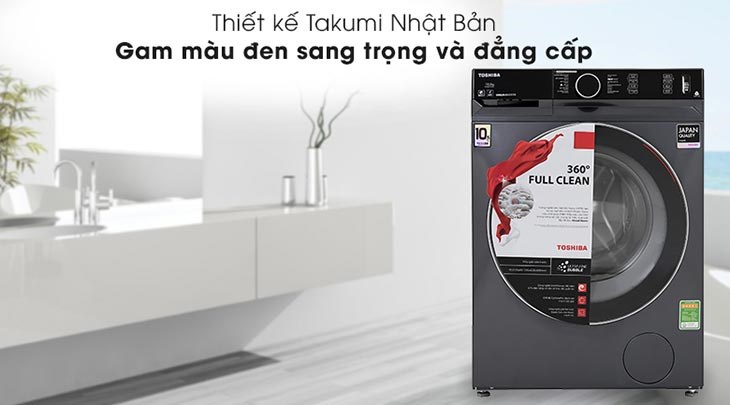 Máy giặt Toshiba Inverter 10.5 Kg TW-BK115G4V (MG) sở hữu thiết kế cửa trước hiện đại, cao cấp với phong cách Takumi Nhật Bản