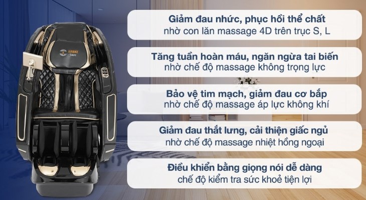 Những lợi ích tuyệt vời đối với sức khỏe mà ghế massage cao cấp Airbike Sports MK-337 mang đến cho người dùng