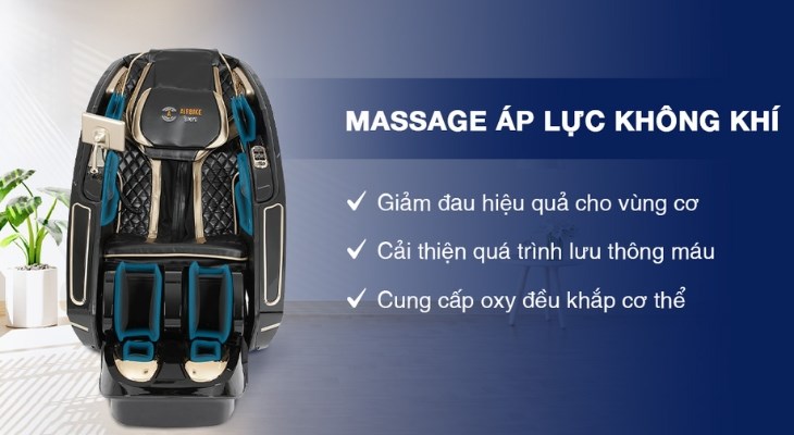 Ghế massage cao cấp Airbike Sports MK-337 sở hữu công nghệ massage áp lực không khí giúp xoa dịu cơn đau ở các bó cơ một cách hiệu quả