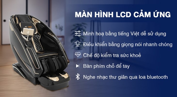 Ghế massage cao cấp Airbike Sports MK-337 được trang bị màn hình cảm ứng LCD hiện đại