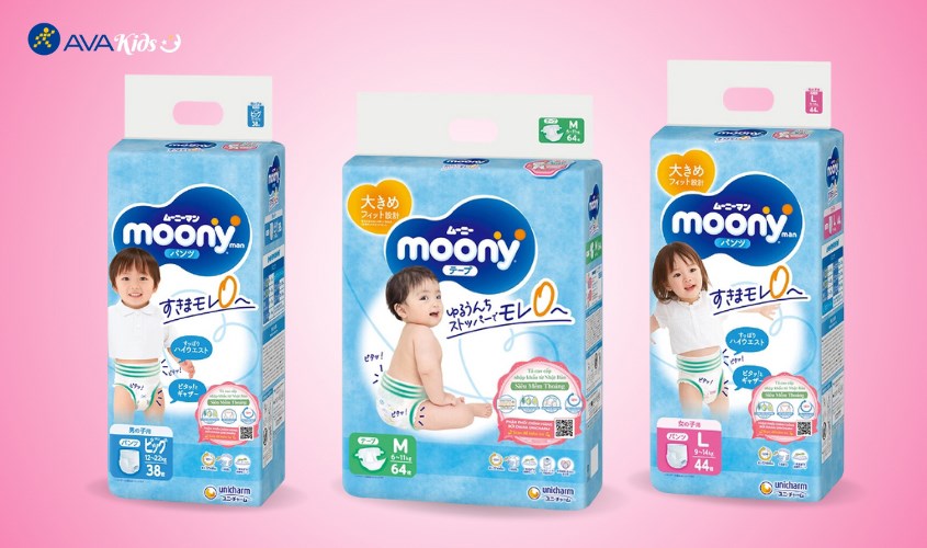 Các sản phẩm tã cho bé Moony được yêu thích