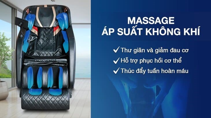 Ghế Massage Fuji Luxury FJ 699 sở hữu tính năng massage áp suất không khí hỗ trợ thư giãn và giảm đau cơ hiệu quả