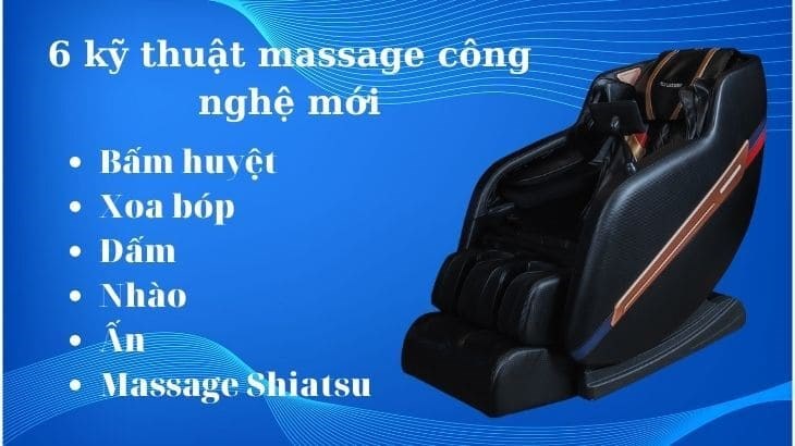 Ghế Massage Fuji Luxury FJ 699 được tích hợp 6 kỹ thuật massage công nghệ mới giúp xoa dịu cơn đau nhanh chóng và nâng cao chất lượng cuộc sống