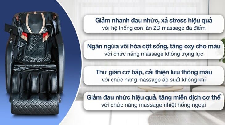 Ghế massage Fuji Luxury FJ 699 hỗ trợ tăng cường khả năng miễn dịch, cải thiện chứng mất ngủ hiệu quả