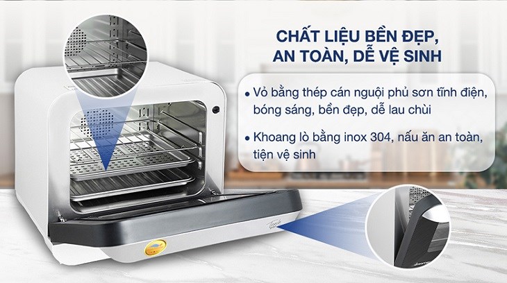 Lò chiên không dầu hơi nước Dreamer DKA-SAF118W 18 lít sở hữu thiết kế dạng hình hộp chữ nhật gọn gàng, phù hợp với mọi không gian bếp