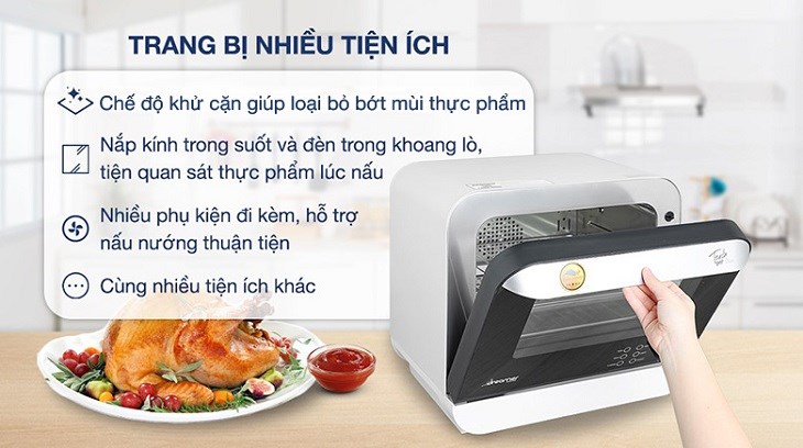 Lò chiên không dầu hơi nước Dreamer DKA-SAF118W 18 lít được tích hợp nhiều tiện ích, hỗ trợ tối đa nhu cầu sử dụng cho người dùng