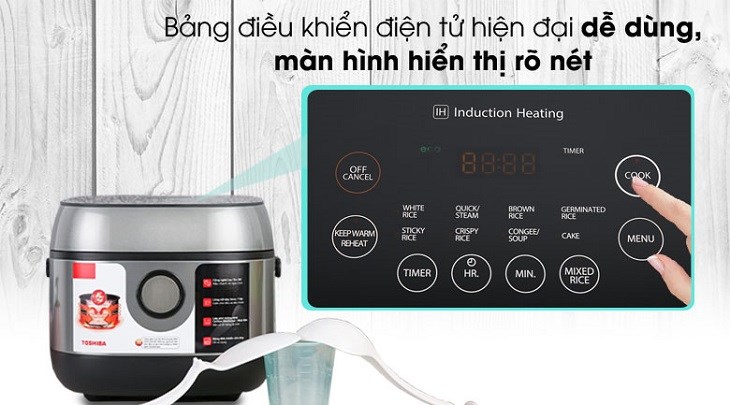 Nồi cơm cao tần Toshiba 1 lít RC-10IP1PV được trang bị bảng điều khiển với cảm ứng với màn hình hiển thị và nút nhấn rõ ràng, dễ sử dụng Nồi cơm cao tần Toshiba 1 lít RC-10IP1PV được trang bị bảng điều khiển với cảm ứng với màn hình hiển thị và nút nhấn rõ ràng, dễ sử dụng