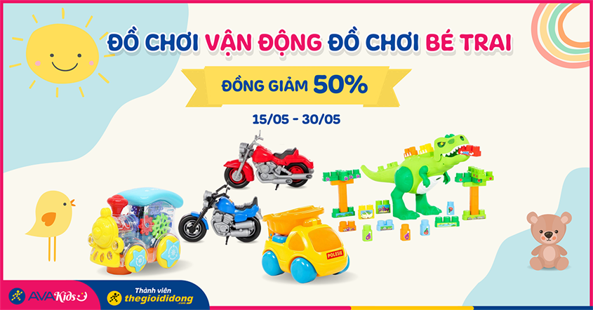 Đồ chơi vận động, đồ chơi bé trai đồng giảm 50%