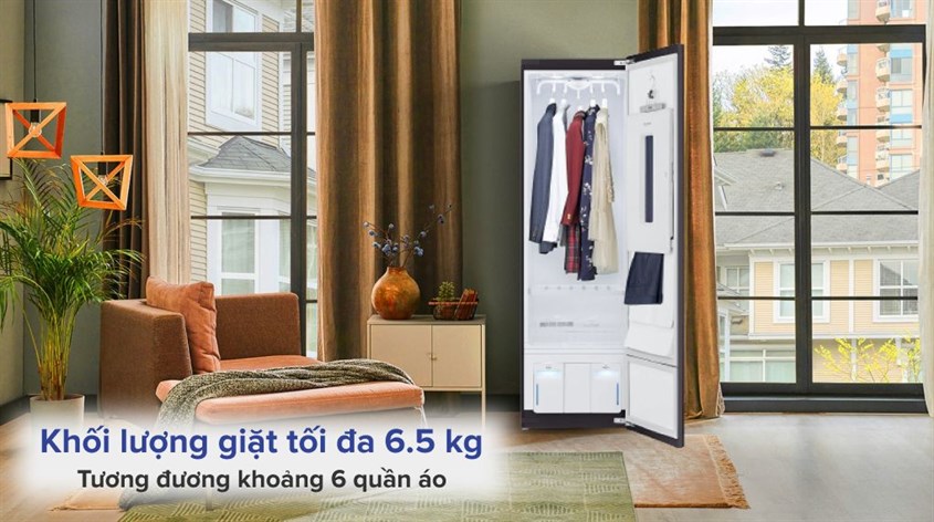 Tủ chăm sóc quần áo thông minh LG S5GOC có khối lượng giặt tối đa 6.5 kg và tích hợp sẵn 6 chương trình chăm sóc quần áo tiện lợi