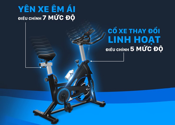 Xe đạp tập thể dục tại nhà Daikiosan cho phép linh hoạt điều chỉnh cổ và yên xe cho phù hợp với cơ thể người dùng