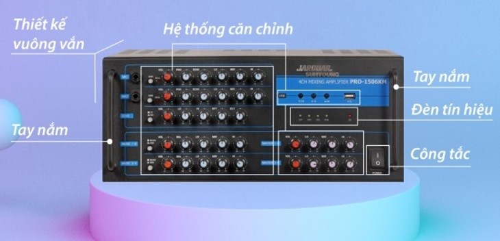 Amply Karaoke Jarguar PRO-1506KM có kích thước khá lớn và nặng, có thể gây bất tiện trong việc di chuyển Amply Karaoke Jarguar PRO-1506KM có kích thước khá lớn và nặng, có thể gây bất tiện trong việc di chuyển