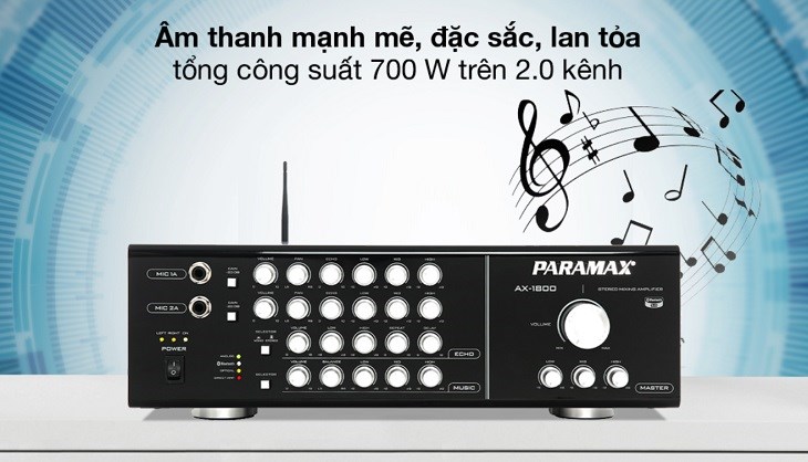Amply Paramax AX-1800 700W được thiết kế hệ thống 2.0 kênh cho chất lượng âm thanh sống động, giải trí cho gia đình Amply Paramax AX-1800 700W được thiết kế hệ thống 2.0 kênh cho chất lượng âm thanh sống động, giải trí cho gia đình