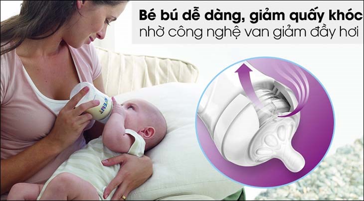 Núm ti silicone Philips Avent cho trẻ sơ sinh SCF651.23 giúp bé bú dễ dàng nhờ công nghệ van giảm đầy hơi