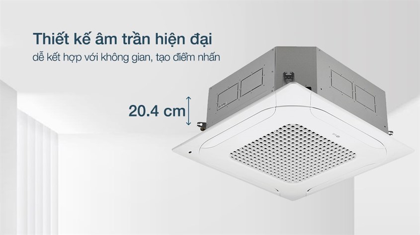 Máy lạnh âm trần LG Inverter 2.5 HP ZTNQ24GPLA0 có thiết kế hình vuông với màu trắng tinh tế