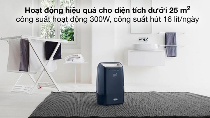 Máy hút ẩm có công suất 300W hút ẩm hiệu quả ở diện tích phòng dưới 25m2