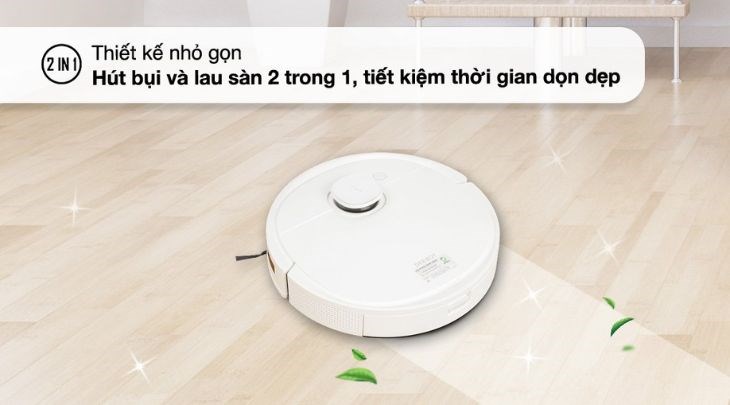 Robot hút bụi lau nhà Ecovacs Deebot T9 có thiết kế vừa hút bụi vừa lau sàn được rất tiện lợi