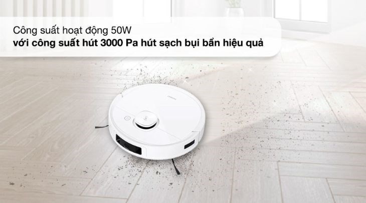 Lực hút của thiết bị mạnh mẽ đến 3000 Pa, cho khả năng dọn sạch mọi bụi bẩn