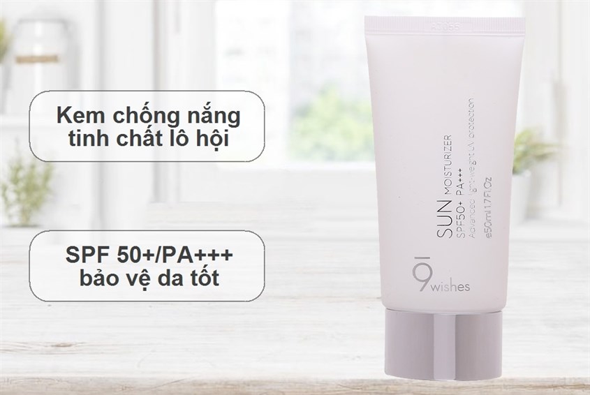Kem chống nắng chống lão hóa và dưỡng trắng 9 Wishes Sun Moisturizer SPF 50+ PA+++ 50 ml