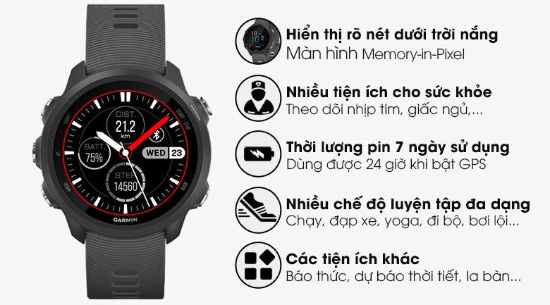 Garmin 245 ra mắt vào tháng 10/2019 với thiết kế năng động, thể thao