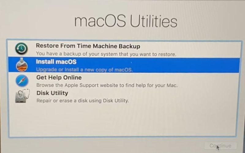 Nhấn vào Cài đặt macOS (Install macOS)
