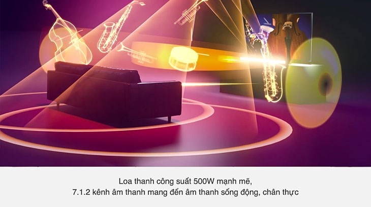 Loa thanh Sony HT-A7000 500W có công suất 500W và 7.1.2 kênh mang đến âm thanh sống động, chân thực