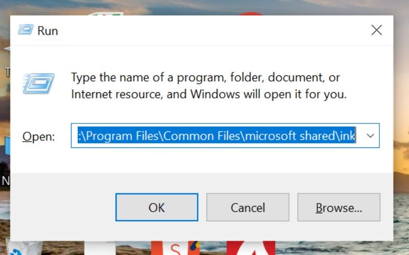 Gõ địa chỉ: “C:\Program Files\Common Files\microsoft shared\ink”