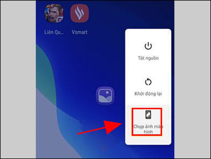 Nhấn giữ nút nguồn khoảng 3-5 giây để hiển thị nút chụp màn hình
