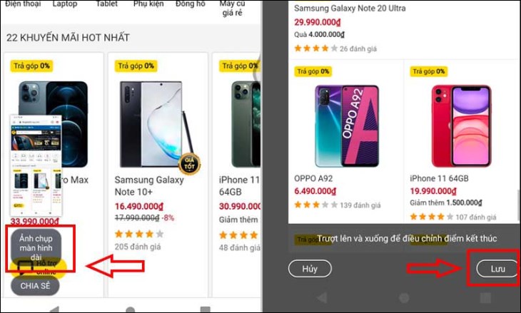 Chụp màn hình bằng tính năng Ảnh chụp màn hình dài