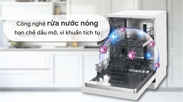 Loại bỏ dầu mỡ và diệt khuẩn tối ưu với công nghệ rửa nước nóng