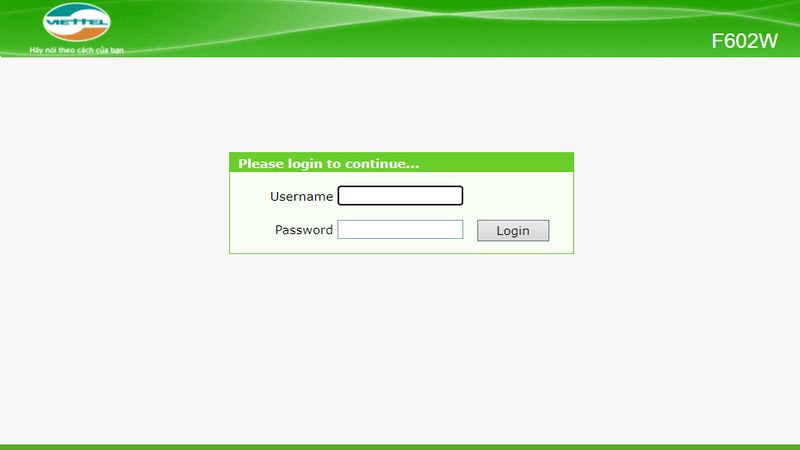 Nhập Username và Password để đăng nhập