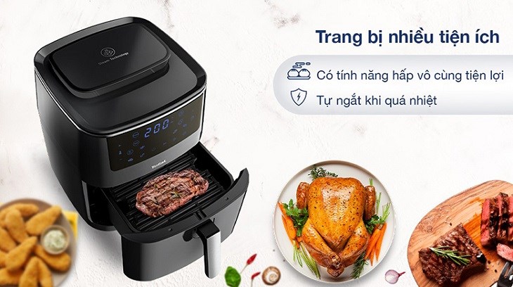 Nồi chiên không dầu kết hợp hấp Tefal FW201815 6.5 lít được trang bị nhiều phụ kiện và tiện ích tiện lợi