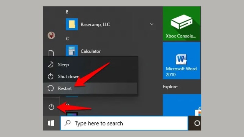 Khởi động lại máy tính của bạn