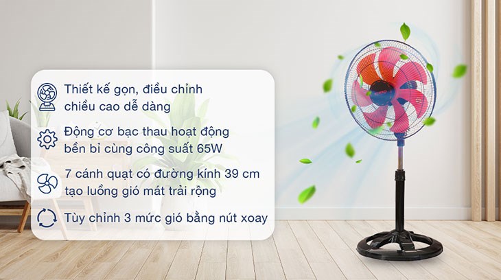 Quạt lửng Senko LTS1636 sở hữu kiểu dáng hiện đại, gọn gàng với chân đế vững chắc, phù hợp cho nhiều không gian nội thất