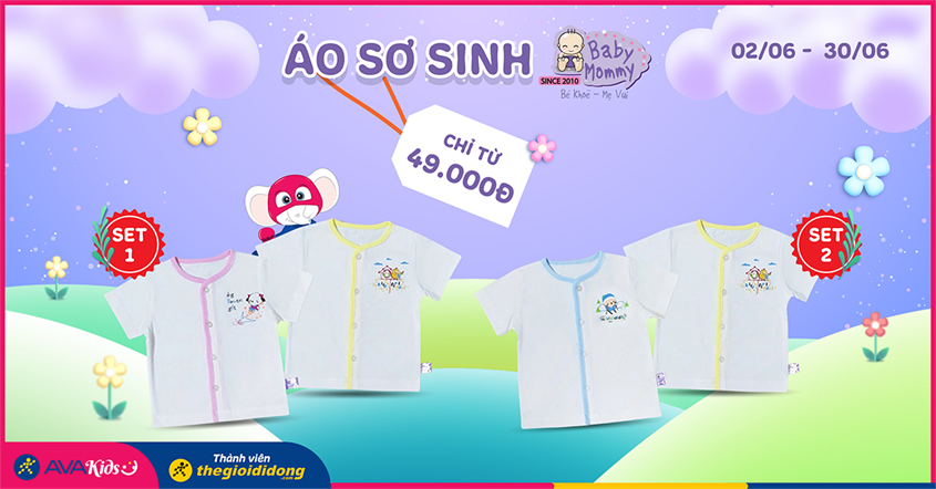 Set 2 áo sơ sinh Babymommy giá chỉ từ 49.000Đ