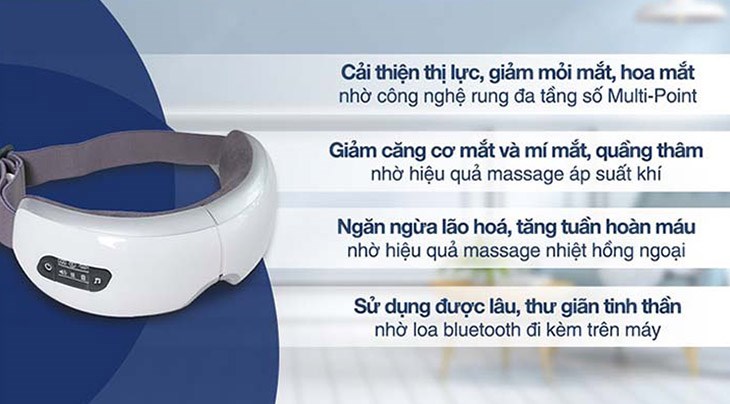 Máy massage mắt Fuji Luxury FJ S650 sở hữu công nghệ rung đa tần số Multi-Point giúp cải thiện thị lực, giảm mệt mỏi, hoa mắt Máy massage mắt Fuji Luxury FJ S650 sở hữu công nghệ rung đa tần số Multi-Point giúp cải thiện thị lực, giảm mệt mỏi, hoa mắt