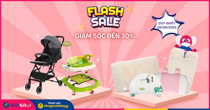 Flashsale giá sốc: Xe cho bé, gối giảm đến 30% khi mua online