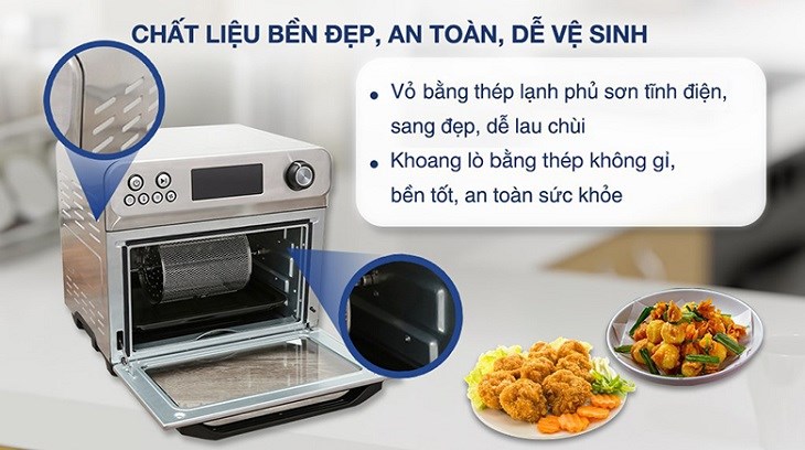 Lò chiên hơi nước Mishio sở hữu chất liệu cao cấp, bền bỉ, đảm bảo an toàn cho người dùng, dễ dàng vệ sinh