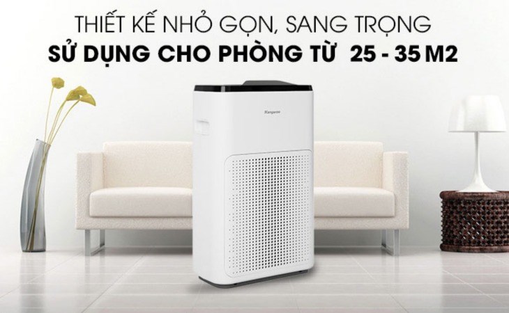 Máy lọc không khí Kangaroo KG38AP 43W có thiết kế nhỏ gọn, phù hợp đặt ở nhiều vị trí trong nhà