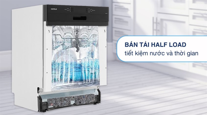 Chương trình rửa nửa tải tiết kiệm điện, nước trên máy rửa chén bán âm Hafele HDW-HI60B (533.23.210)