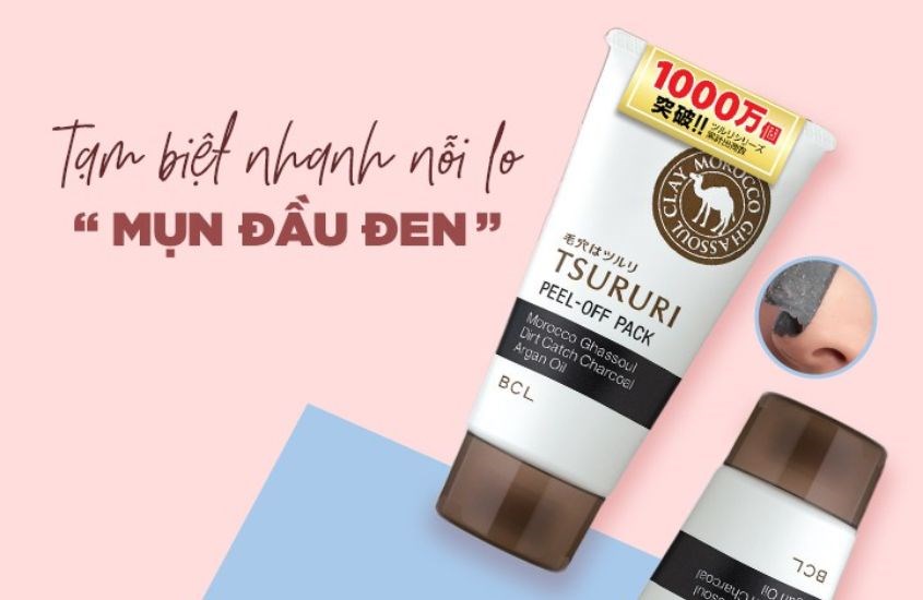Mặt nạ lột Đất Sét Ghassoul loại bỏ mụn đầu đen Tsururi Peel - Off Pack 55g
