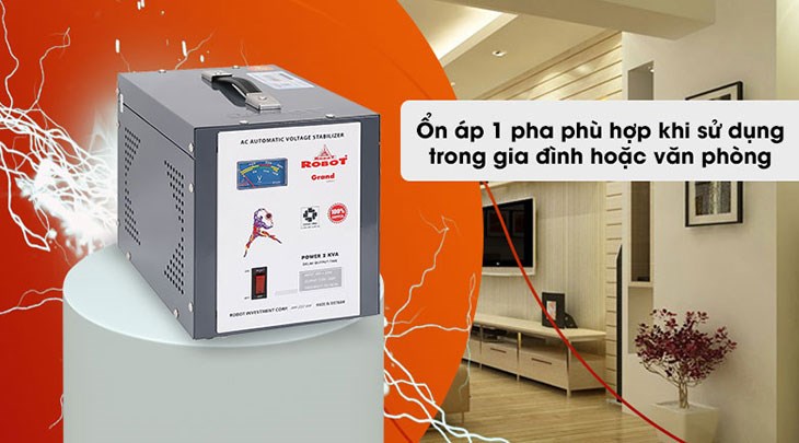 Ổn áp Robot 1 pha 2KVA 90 giúp ổn định mạng lưới điện ở văn phòng, nhà